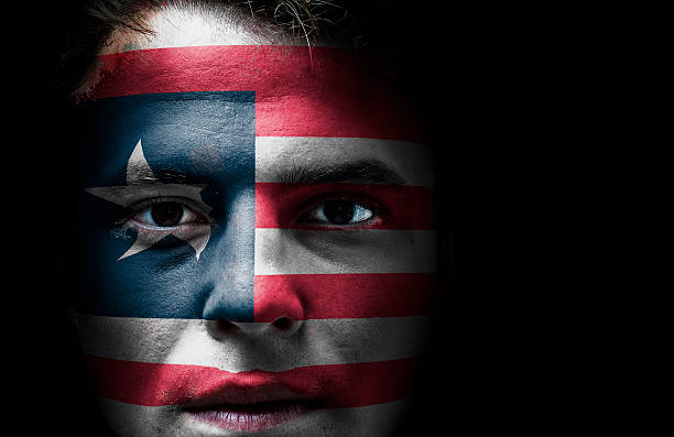 istock Liberia flag on face 503069495