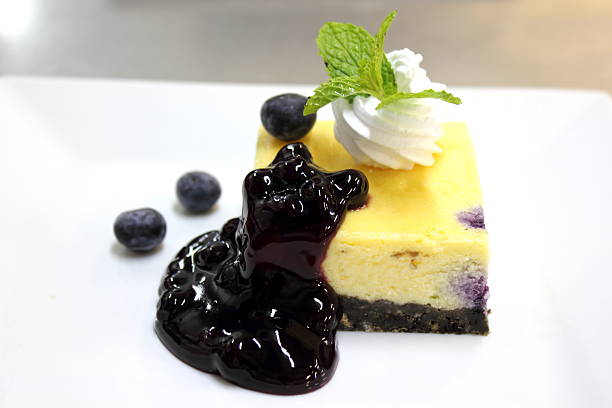 Blueberry cheese cake in white dish