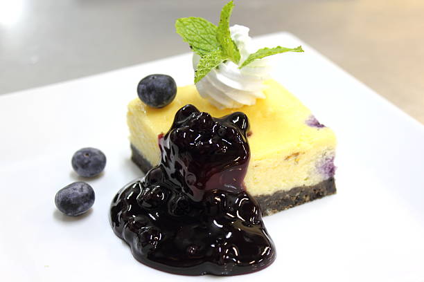 Blueberry cheese cake in white dish