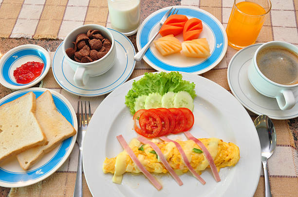 istock set of american breakfast on table. 503070837