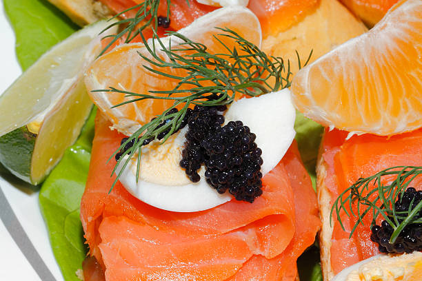 istock Baguette, smoked salmon, egg, caviar, orange 503071262