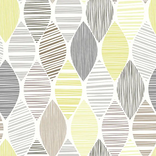 Vector illustration of Seamless pattern of abstract striped leaves on a white background.