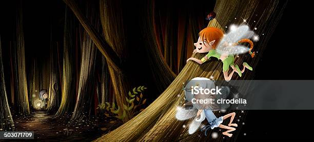 Illustration Fairy Playing Stock Illustration - Download Image Now - Baby - Human Age, Child, Dark