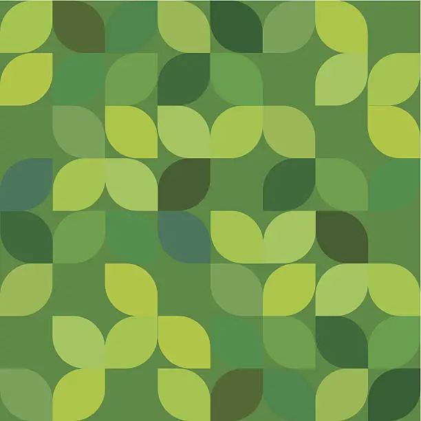 Vector illustration of Seamless Abstract Geometric Green Leaf Texture Background