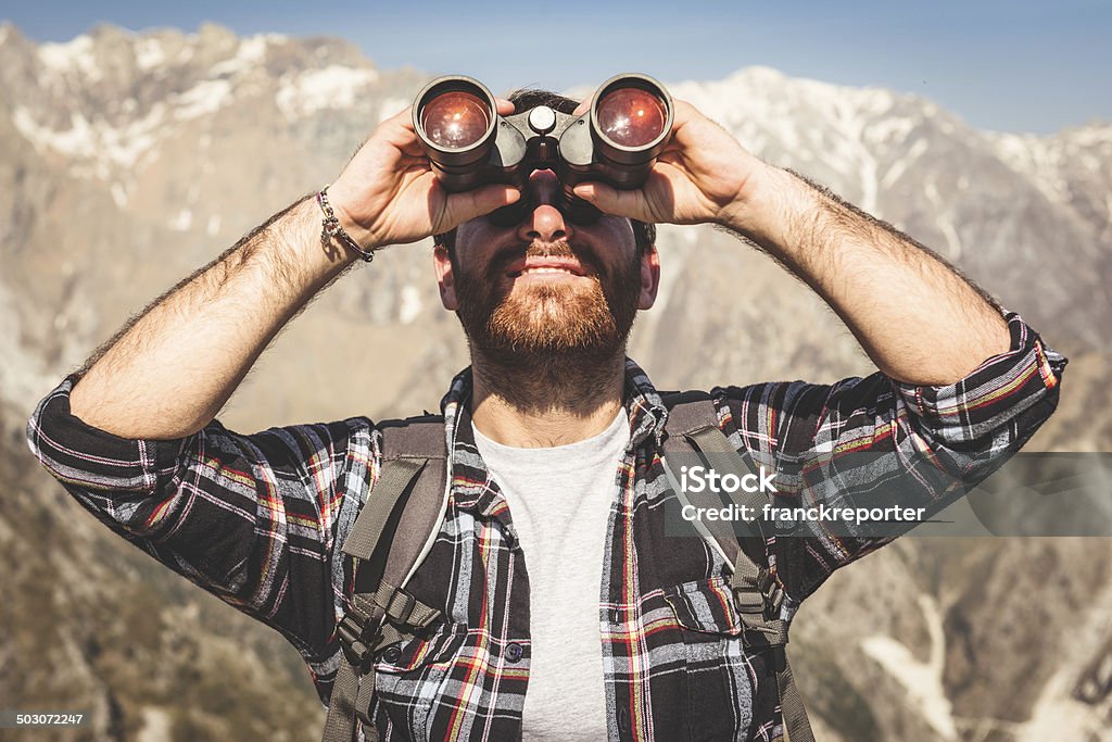 looking forward with the binocular Adult Stock Photo