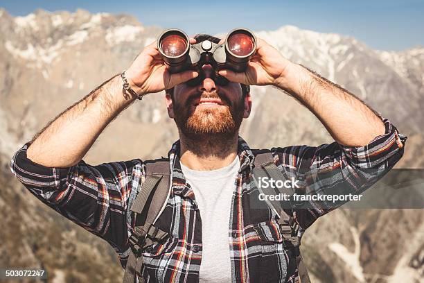 Looking Forward With The Binocular Stock Photo - Download Image Now - Adult, Anticipation, Backpacker