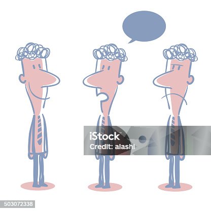 istock Curly Hair Businessman (teacher) Doodle Emotion, Talking, Smiling, Angry, Sad 503072338