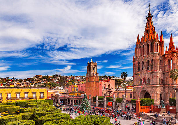 parroquia jardin arcangelo chiesa di san miguel de allende messico - san miguel foto e immagini stock