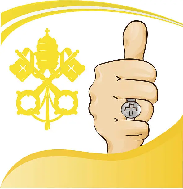 Vector illustration of pope thumb-up symbol