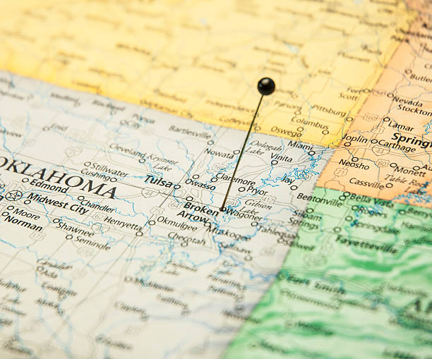 istock Macro Travel Map Of Broken Arrow Oklahoma With Map Pin 503073379