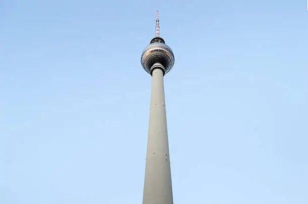 view from down of TV Tower of Berlin fernsehturm Germany