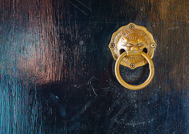 istock Chinese buildings, mottled and brass door knocker 503073498