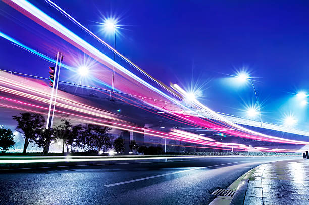 istock light trails on the modern building background in shanghai china 503074116