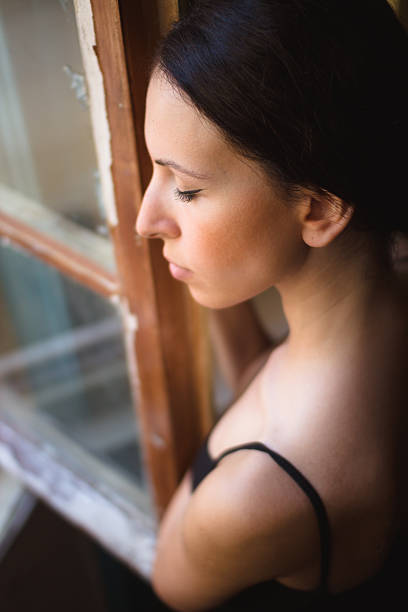 istock Young woman waiting and closed eyes 503075447