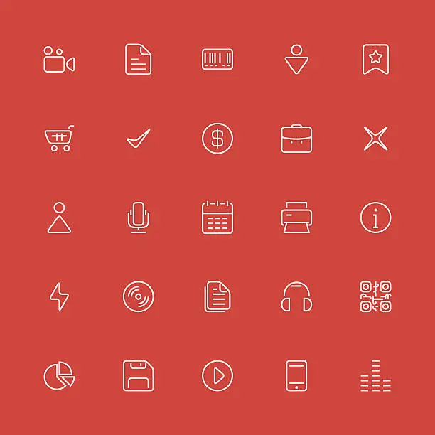 Vector illustration of Set of thin icons. Style lines. Vector ui, web, app.