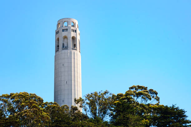 coit tower - tower coit tower san francisco bay area san francisco county - fotografias e filmes do acervo