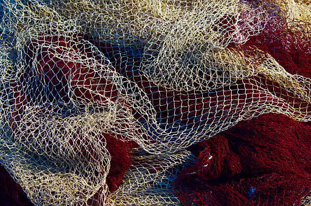 商業漁業純 - commercial fishing net netting fishing striped ストックフォトと画像