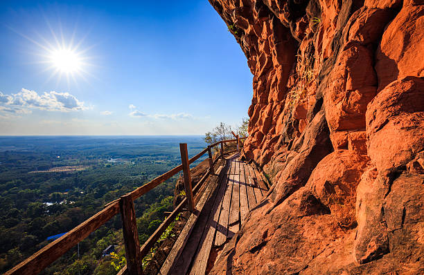 istock Cliff side wooden bridge at Wat Phu tok, Thailand 503080862