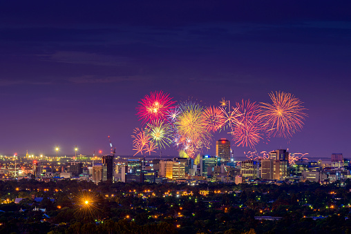 New Years Eve fireworks display in Adelaide, South Australia
