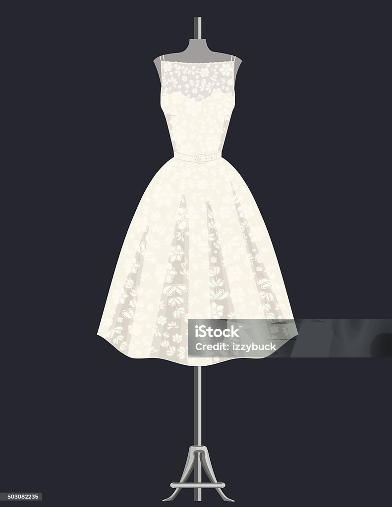 Blanco vestido de encaje - arte vectorial de 1950-1959 libre de derechos