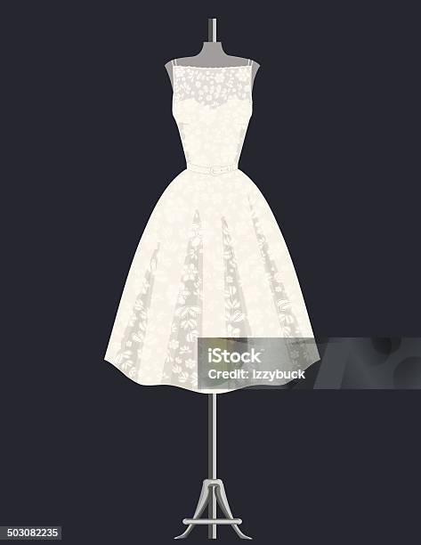 Ilustración de Blanco Vestido De Encaje y más Vectores Libres de Derechos de 1950-1959 - 1950-1959, Moda, Vestido de cóctel