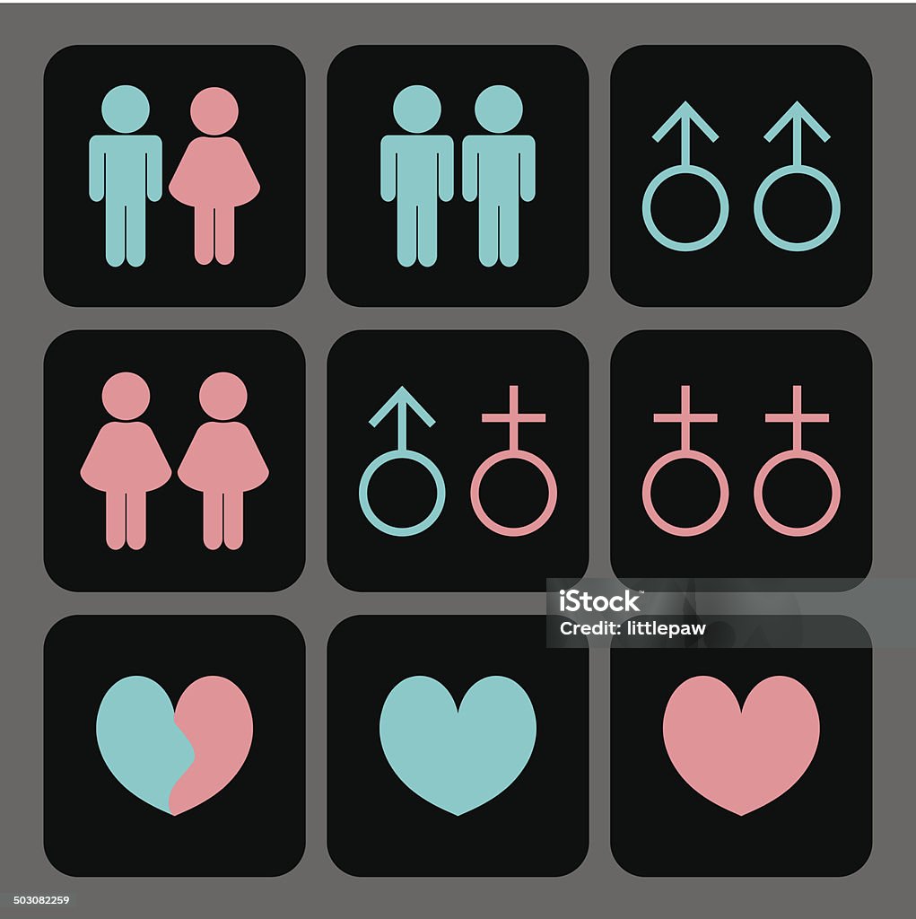 Diferentes tipos de iconos de relaciones - arte vectorial de Adulto libre de derechos