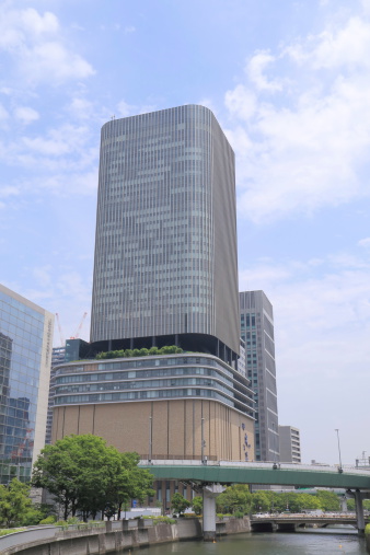 Osaka Japan - 3 June, 2014: Long established Asahi Shinbun newspaper head quarter building in Osaka Japan.