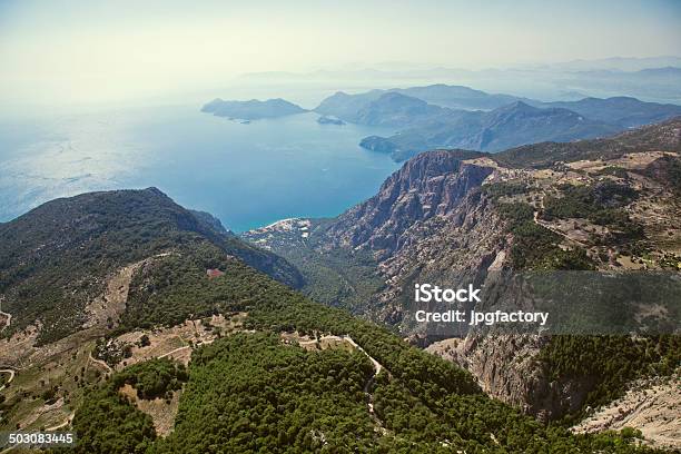 High Sea Aerial Sea View Over The Mountain Stock Photo - Download Image Now - Aegean Sea, Aerial View, Beach