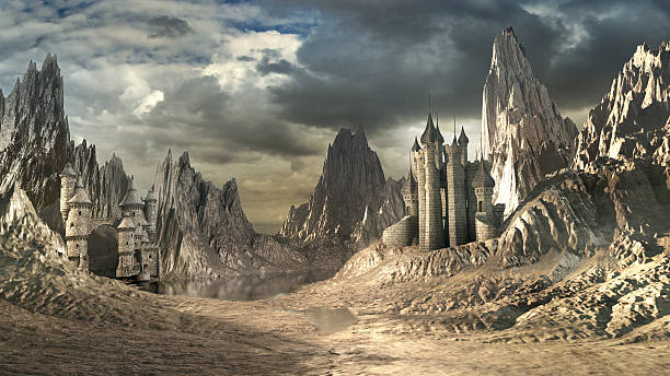 istock Two castles in the dragon's mountains 503083588