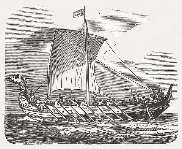 ilustraciones, imágenes clip art, dibujos animados e iconos de stock de norman envío (10 siglo) - etching sailing ship passenger ship sea