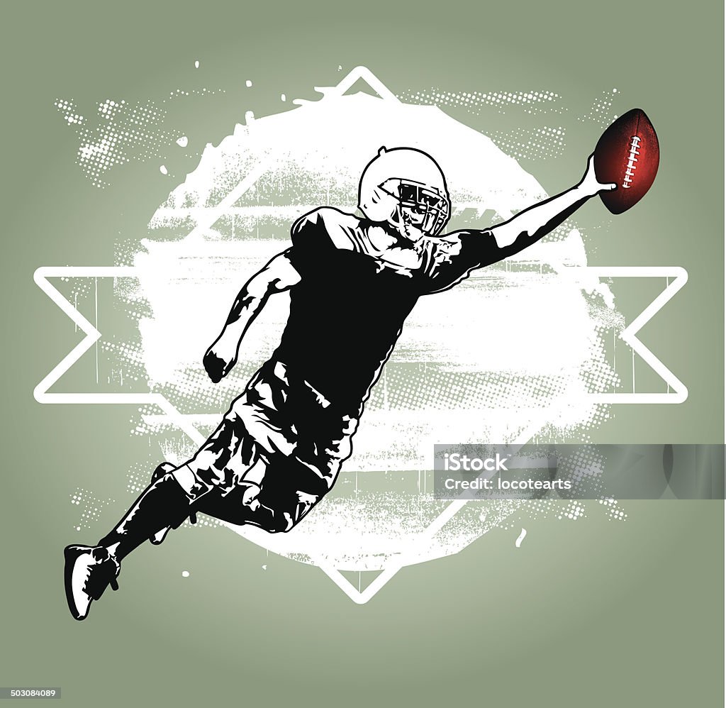 american football player-jumping mit weiß grunge Hintergrund - Lizenzfrei Amerikanischer Football Vektorgrafik