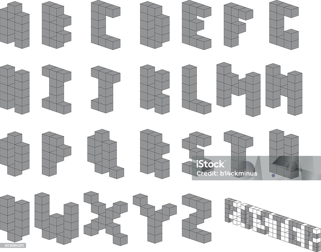 Cubed Lettering Cube Font Stock Illustration - Download Image Now - Alphabet, Brick ...