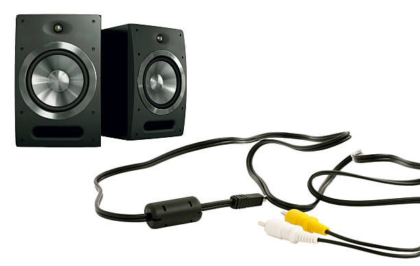 istock Music speakers and cables 503084212
