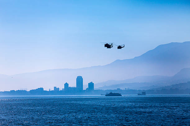 istock Helicopter flying over Aegean Sea  İzmir Turkey 503084980