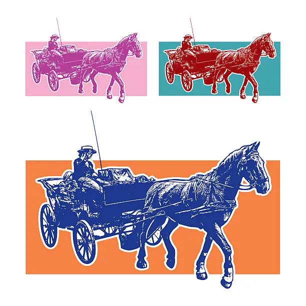 Vector illustration of Horse Cart with Coachman.