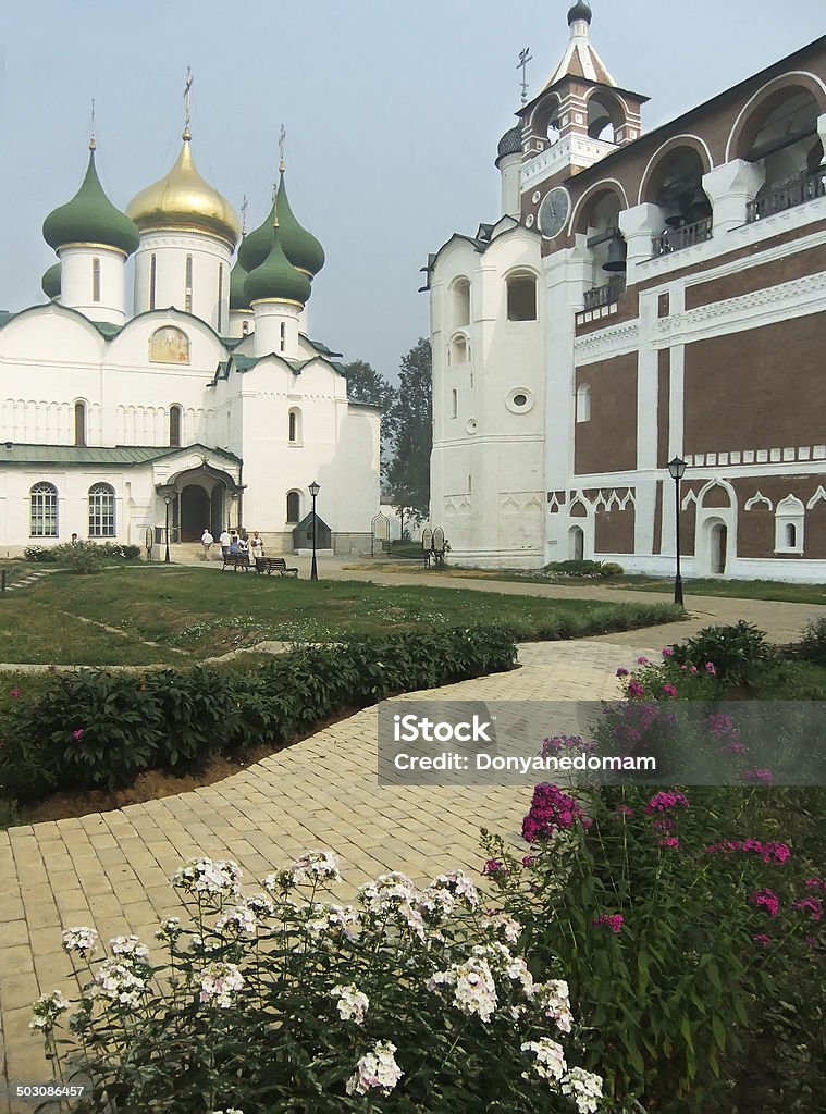 Transfiguration Cathedral and bell tower in Monastery of Saint E Transfiguration Cathedral and bell tower in Monastery of Saint Euthymius, Suzdal, Russia Architectural Dome Stock Photo