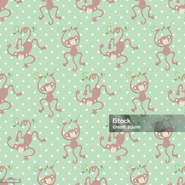 Monkey Texture Pattern Monkey Seamless Pattern On Dotted Background In Retro Colors Stock ...