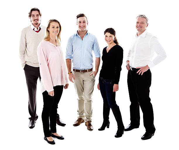 istock Five smiling young people looking relaxed and confident 503086583