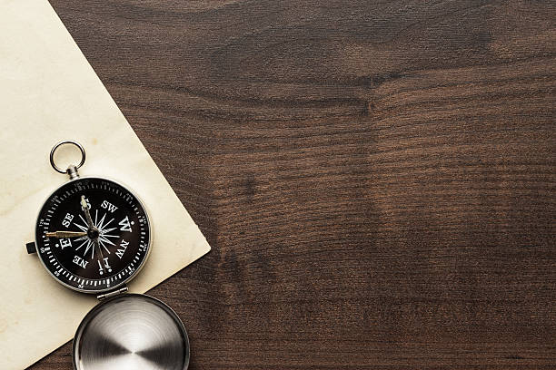 istock compass and old paper on the brown wooden table 503086698