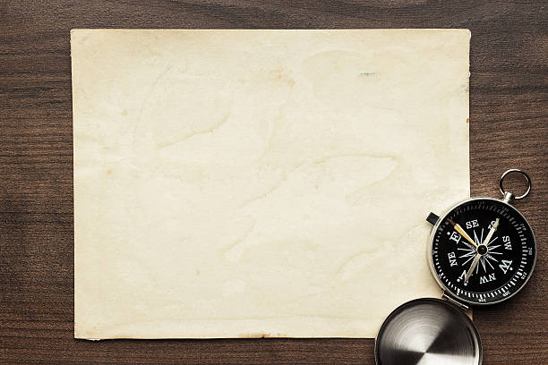 istock compass and old paper on the brown wooden table 503086722