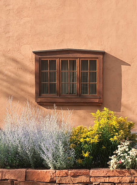 istock Old Window, Stucco Wall and Flowers 503086969