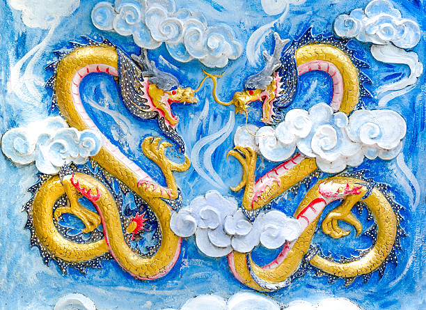 istock Sculpture of dragon on wall 503087309