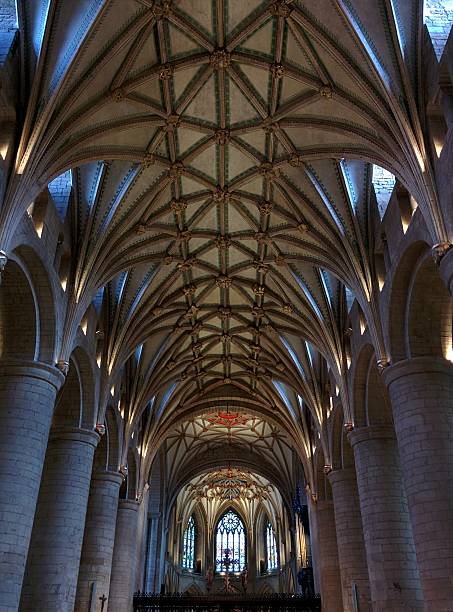 abadía de tewkesbury (interior) - tewkesbury abbey fotografías e imágenes de stock