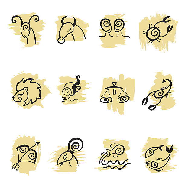 Horoscope. Zodiac set. Horoscope Zodiac Star signs, vector set. Hand drawn illustration. female scorpio tattoos stock illustrations