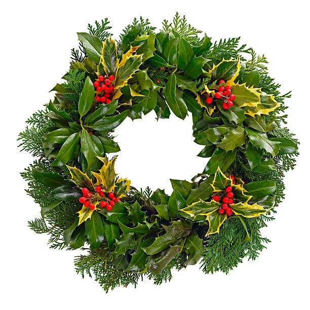 istock Christmas holly wreath isolated 503097065