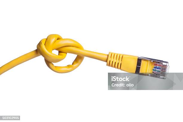Knot In A Network Patch Cable Stock Photo - Download Image Now - Bandwidth, Broken, Communication