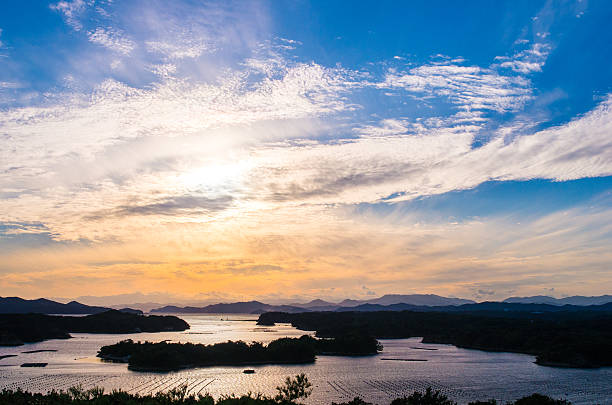 Ago bay silhouette sunsetsky,mie tourism of japan Ago bay silhouette sunsetsky,mie tourism of japan mie prefecture photos stock pictures, royalty-free photos & images