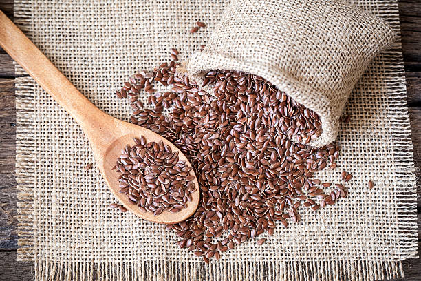 istock Flax seeds on the sack 503106918