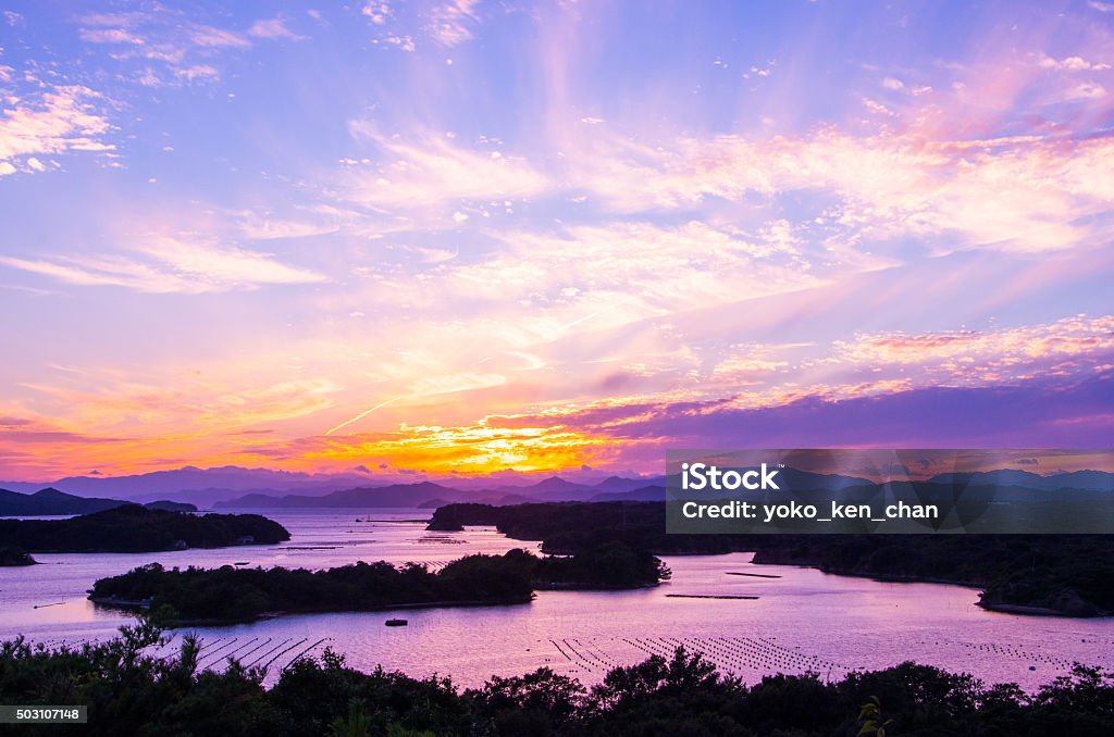 Ago bay silhouette sunsetsky,mie tourism of japan Ise - Mie Stock Photo