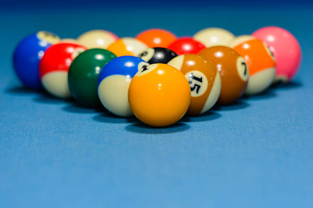 istock Billiard balls racked for 8 ball pool game 503108284